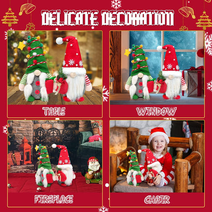 2PCS Christmas Gnomes Plush Decorations, Swedish Tomte Elf Gnome Figures