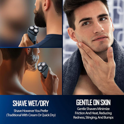 Barbasol Rotary Shaver Rechargeable Electric Razor Stainless Steel Blades Cordless