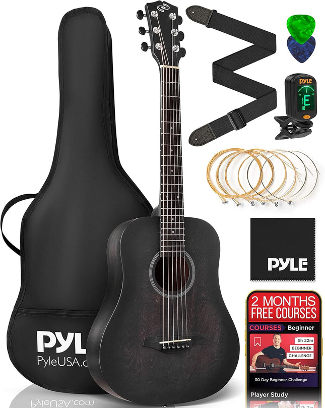 Junior Acoustic Guitar Kit, 34" 1/2 Size, Steel Strings, for Kids & Adults