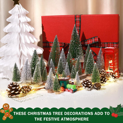 35PCS Mini Christmas Tree Kit – Pine Cones, Fake Snow Powder (2oz), Mixed Christmas Decorations
