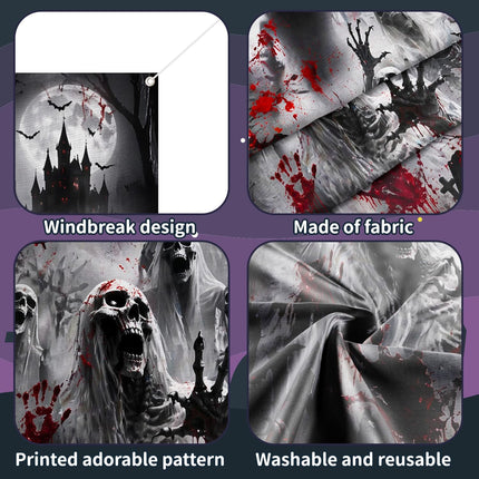 79x35in Halloween Ghost Door Cover Banner, Horror Party Decor for Front Door & Wall