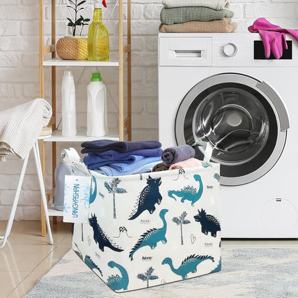 Waterproof Canvas Storage Basket – Square Dinosaur Hamper for Nursery & Toy Room