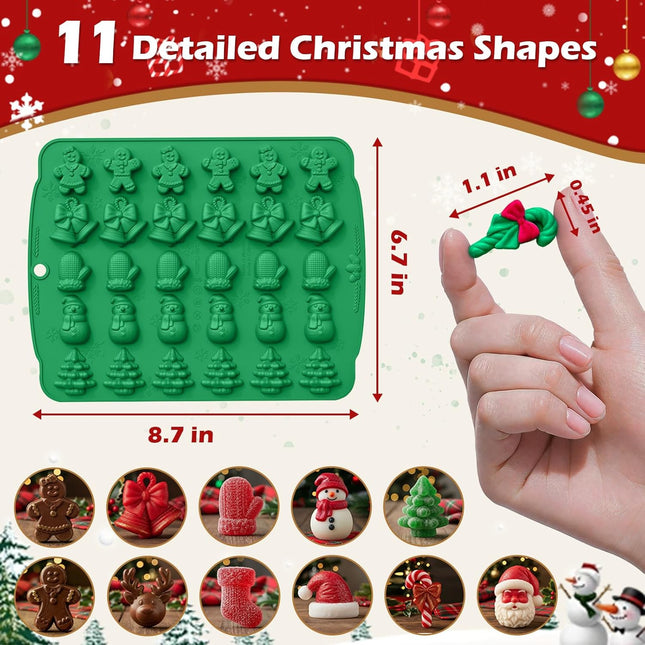 Christmas Silicone Molds – 60 Cavity, 11 Shapes for Candy, Chocolate & Wax DIY