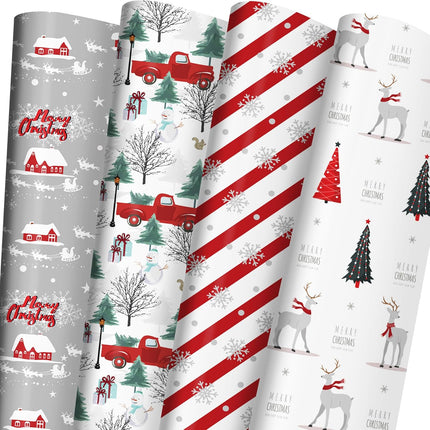 6-Pack White Christmas Wrapping Paper Recycled Jumbo Sheets, 28x40 Inches