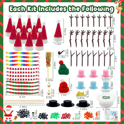 12-Pack Snowman Kits Fun Build-a-Snowman Craft for Kids & Winter Family Activities