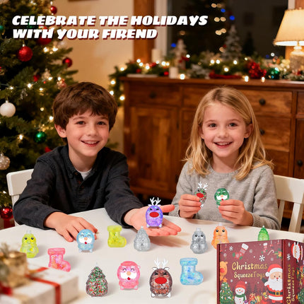 15-Pack Christmas Stress Ball Fidget Toys – Glitter Squishy Squeeze Balls for Stress Relief