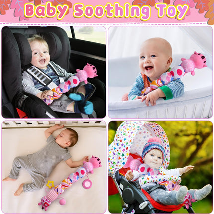 Baby Tummy Time Toy – Stuffed Sensory Animal with Rattles & Mirror 0–12M