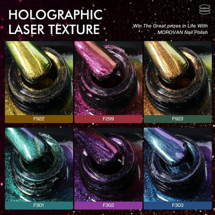 Holographic Nail Polish Set, Metallic Ombre Quick-Dry Glitter Lacquer, 0.27oz, Gift