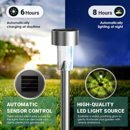 12-Pack Solar Lights Outdoor – Waterproof LED Stainless Steel for Yard & Garden