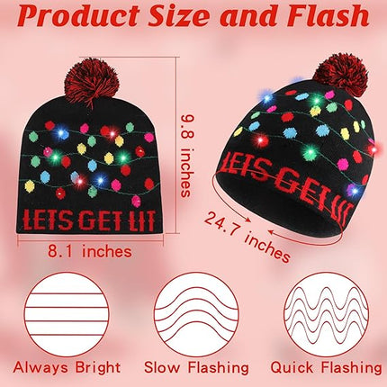 Christmas Knitted Beanie – Light-Up Xmas Hat with 6 Colorful LED Lights