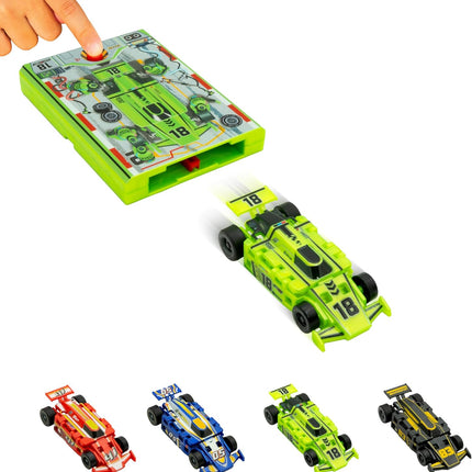 Original Speed Card Racer, Pocket-Size Car Launcher with Rubber Tires, Neon Green