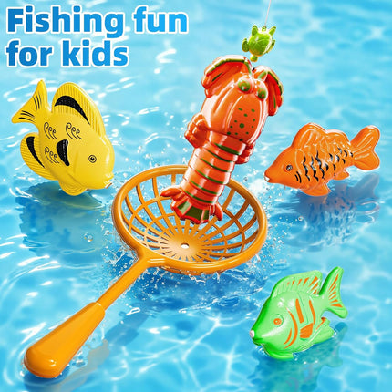 51PCS Magnetic Fishing Game Toy with Rod Net Bath Water Play Set for Kids