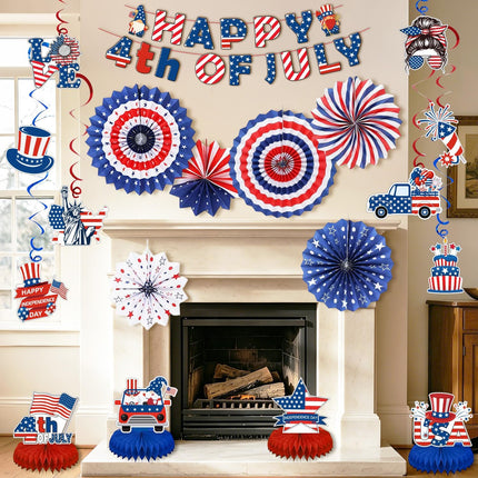 Patriotic 4th of July Decorations Set Red White Blue Party Supplies