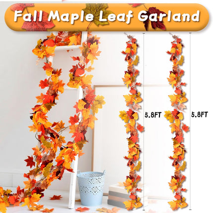 2PCS Fall Leaf Garlands – Thanksgiving, Halloween, Christmas Party Decoration