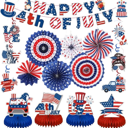 Patriotic 4th of July Decorations Set Red White Blue Party Supplies