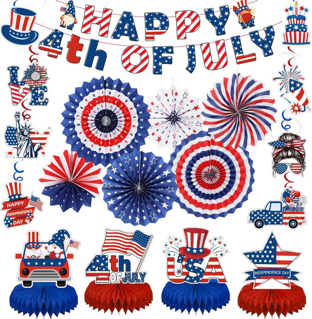 Patriotic 4th of July Decorations Set Red White Blue Party Supplies