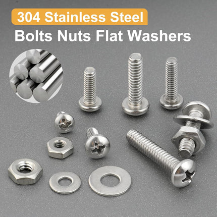 351Pcs Machine Screws, Nuts & Bolts Assortment Kit – #6-32, #8-32, #10-24, Stainless Steel