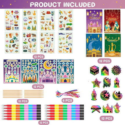 78-Piece Ramadan Coloring Books Set: Eid Mubarak Favors, DIY Stickers & Scratch Cards