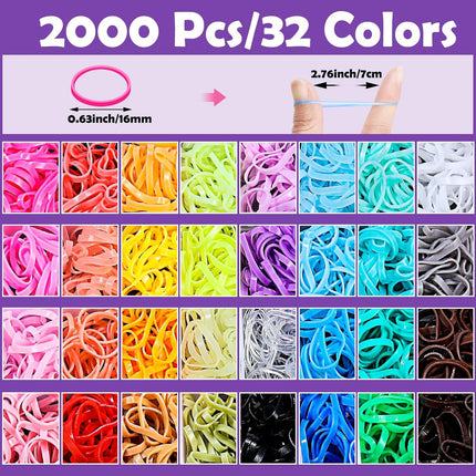 2000 Pcs Mini Hair Bands Set – 32 Colors, 16 Styling Tools for Girls & Toddlers