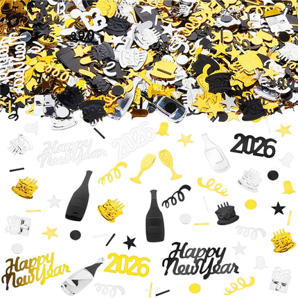 3000-Piece New Years Eve Confetti – Black, Gold & Silver Metallic Stars