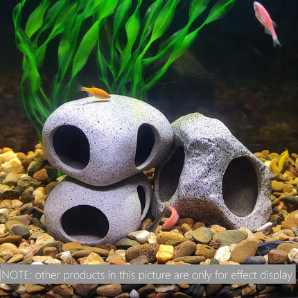 2 Pack Ceramic Aquarium Hideaway Rocks Betta Fish Tank Cave Breeding Decor