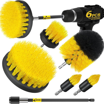 6-Pack Drill Brush Set – Power Scrubber Attachments for Floor, Tub & Grout