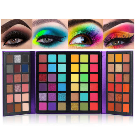 72-Color Eyeshadow Palette, 4-in-1 Matte Shimmer Glitter, Highly Pigmented & Blendable
