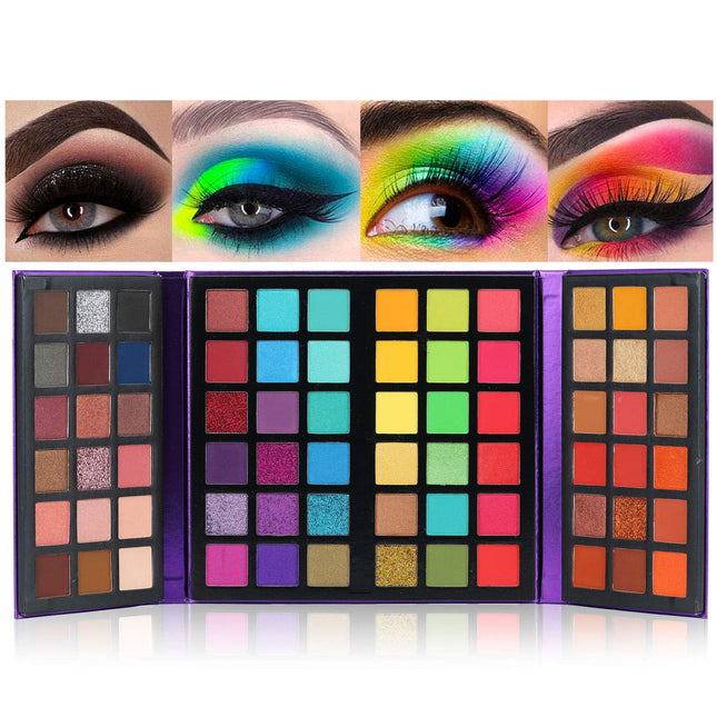 72-Color Eyeshadow Palette, 4-in-1 Matte Shimmer Glitter, Highly Pigmented & Blendable