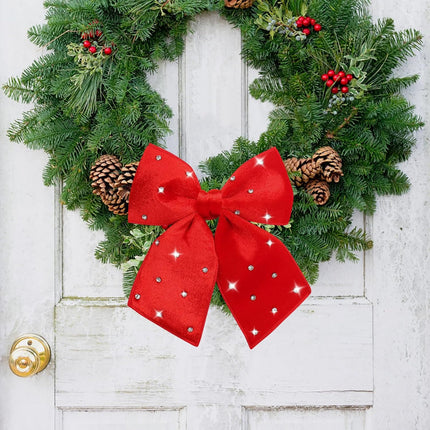 Red Velvet Christmas Bows – 6PCS Small Ribbon Wreath Bows for Home & Front Door Decorations