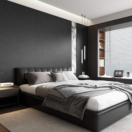 Peel and Stick Wallpaper Black Silk Texture 15.7x118 Renter Friendly Vinyl Wrap