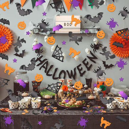 Halloween Glitter Confetti, Bat, Spider & Pumpkin Table Scatter for Party Decor