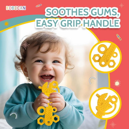 Baby Teether Toy – 5 Food-Grade Silicone Teething Toys with Safety Straps
