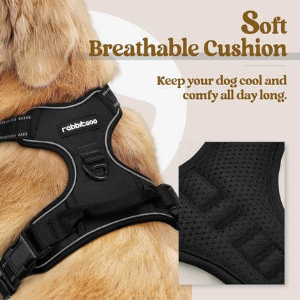 Black No Pull Dog Harness Large Dogs with Easy Control Handle and Leash Clips