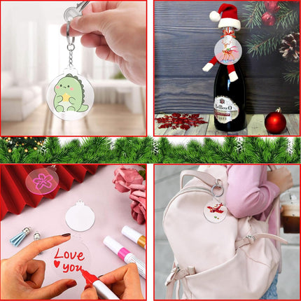 50-Piece Clear Acrylic Ornaments Set – 3-Inch Round Blank Circle Discs with Stickers for DIY