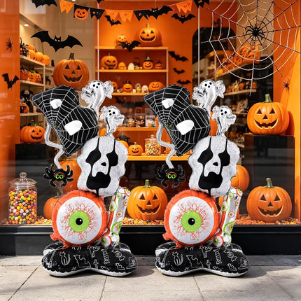 2-Pack 3.8FT Standing BOO Balloons with Base, Halloween Party & Haunted House Decor