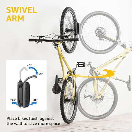 Swivel Bike Wall Mount – Vertical Rack, Holds Up to 66 lbs, Garage & Apartment