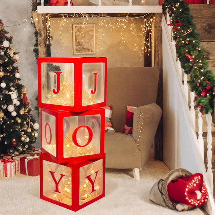Christmas Light Box Decoration – Large Red Transparent Holiday Home Decor