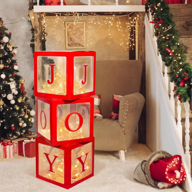 Christmas Light Box Decoration – Large Red Transparent Holiday Home Decor