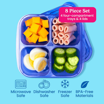 Easyboxes 8-Piece Snack Containers – 4-Compartment BPA-Free Bento Set