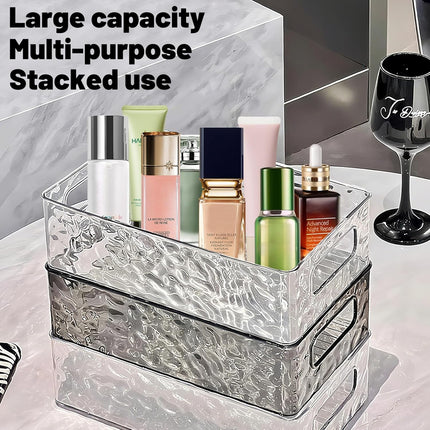 2 PCS Clear Acrylic Storage Containers – Space-Saving Grey Organizers
