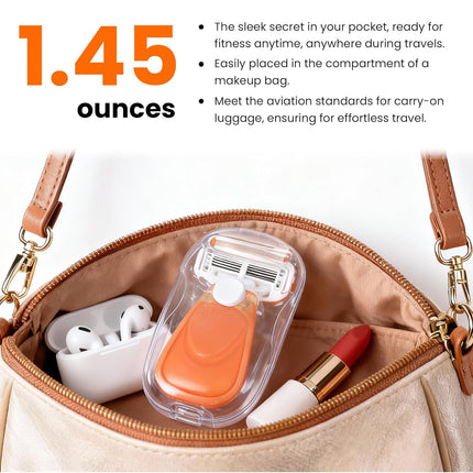 Women’s Travel Razor – 5-Blade Shaver with Lubricating Strip, 2 Cartridges, Orange