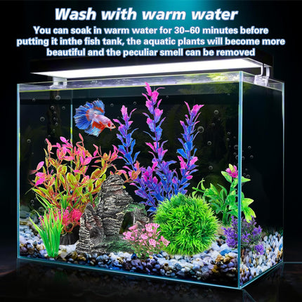 Aquarium Decor Set – Artificial Plants & Rock Cave for Goldfish/Betta