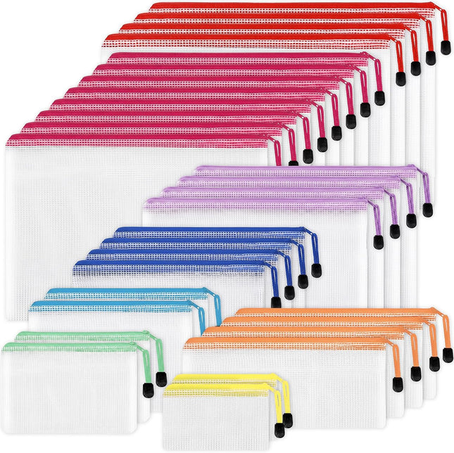 30 Pcs Mesh Zipper Pouch Bags 8 Sizes Waterproof Travel Storage Organizer