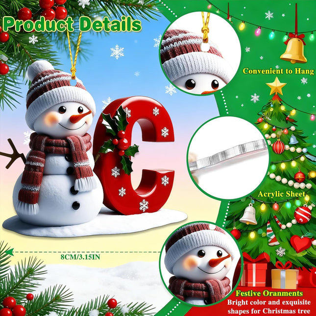 Snowman Letter A Christmas Ornament, A-Z Hanging Tree Decor 2025