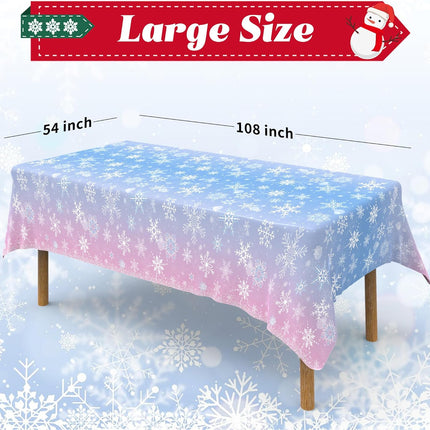 3 Pack Xmas Tablecloth – Blue & Purple Snowflake Disposable Waterproof Table Cover