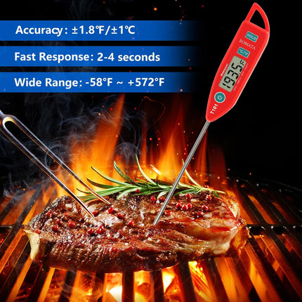 2 Pack Waterproof IPX7 Meat Thermometer, Instant Read Long Probe, Kitchen Grill BBQ T101