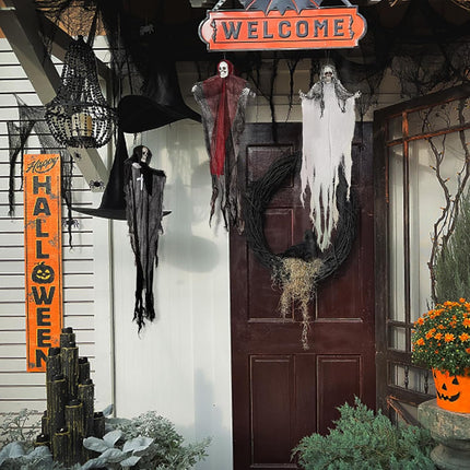 3-Pack Halloween Hanging Grim Reaper Ghosts, 36in & 32in Indoor Outdoor Decor