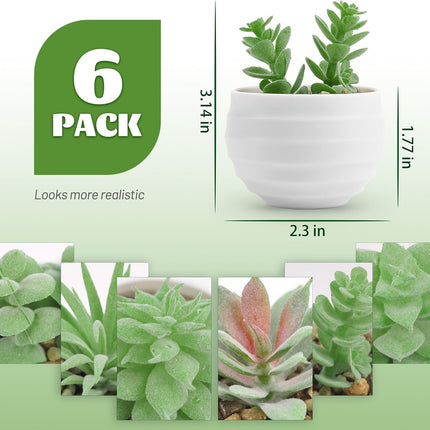 6-Piece Fake Succulent Plants – Bedroom, Living Room, Bathroom Decor