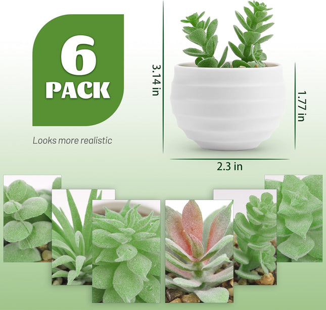 6-Piece Fake Succulent Plants – Bedroom, Living Room, Bathroom Decor