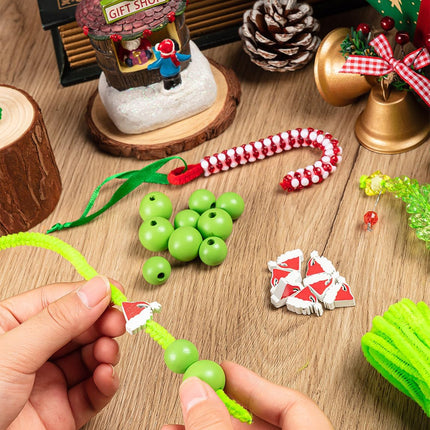 40PCS Christmas Beaded Ornament Kit – DIY Trees, Candy Canes & Calabashes